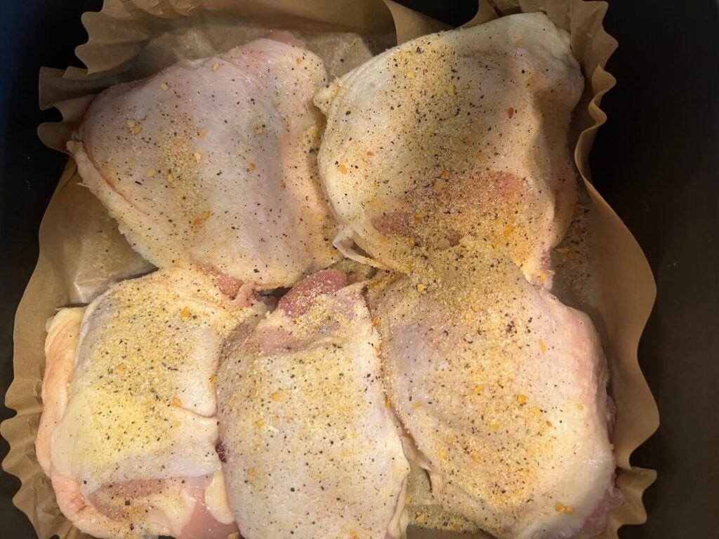 Air Fryer Chicken Thighs Raw with Seasoning