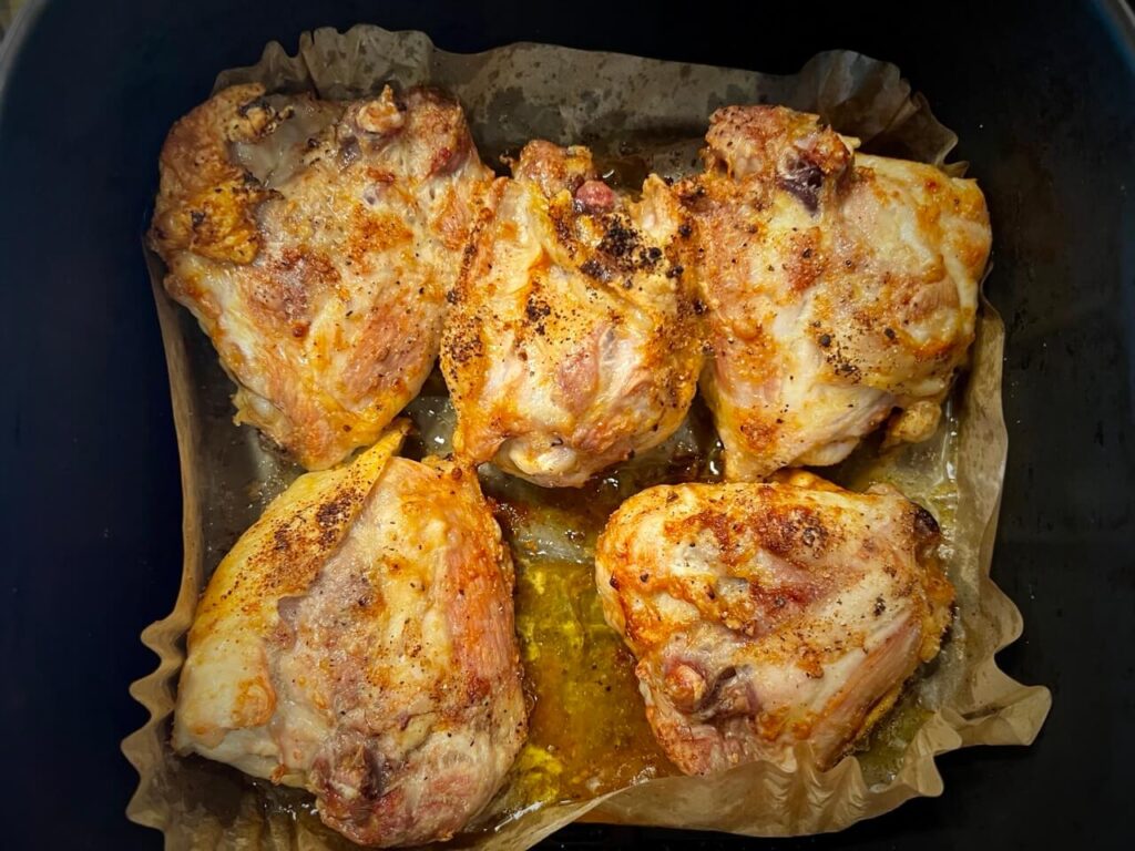 Air Fryer Chicken Thighs Cooked